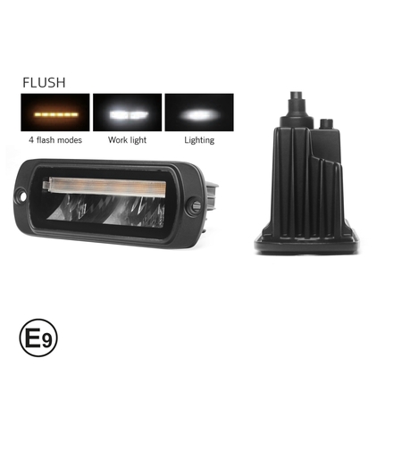 LED комбиниран халоген Flexzon / работна лампа с бял DRL и предупредителна светлина R65, за вграждане, 4 функции, IP65/67K, 12–24V
