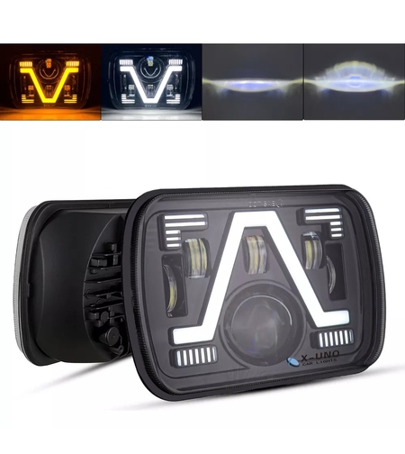 Универсалeн 5x7 инча ЛЕД LED фар лампа халоген 12V-24V къси/дълги с DRL дневни светлини мигач бяло-жълто 4800lm за АТВ джип камион трактор и др.