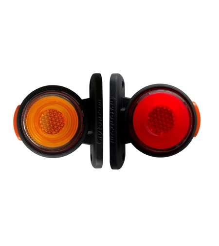 2 броя LED 12 - 24V Гумени Диодни Странични Маркери Рогчета Светлини Неон Ефект За Камион Ремарке Платформа Оранжево Червено