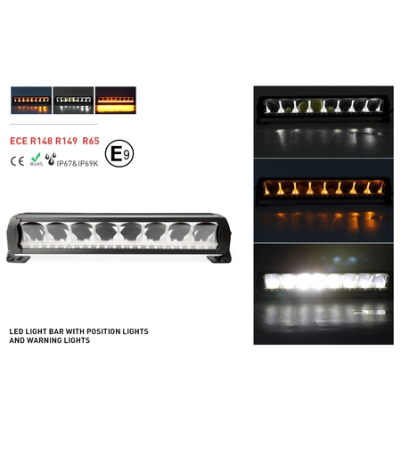 45 cm 12 - 24 V Висококачествен Led Bar Лед Бар Диоден Прожектор DRL с бяла габаритна светлина и оранжева аварийна блиц 80W 5500LM