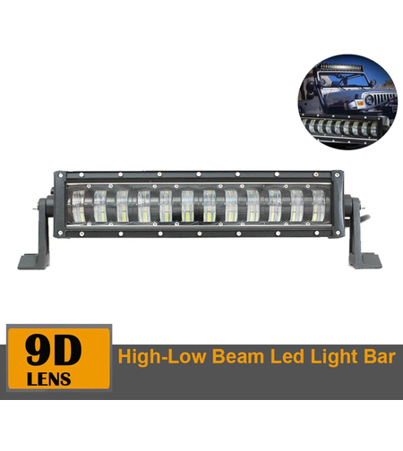9D 42.5 СМ Led Bar Лед Бар Hi/Lo Kъси Дълги Водоустойчив Удароустойчив 12V 24V 7680 LМ 96W С Лупи Off-Road Лед Бар За Джип ATV