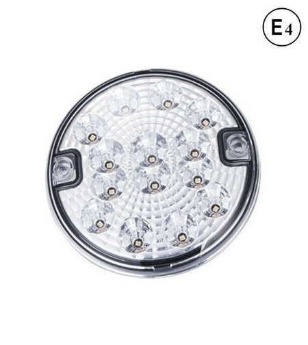 1 брой LED Лед Диоден Стоп Бял задна скорост светлина , Кръгъл Ø14cm, 12V-24V, За Камион, Ремарке, Бус , Каравана, Кемпер