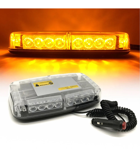 12V 24V Лед Led Диодна Мощна Аварийна Сигнална Лампа Буркан с Магнит 15 режима Бяло Стъкло За Пътна Помощ Платформа Снегорин и др.