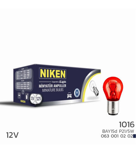 Крушки NIKEN 1016 10 БР/КУТИЯ - 12V - 21/5W - червени