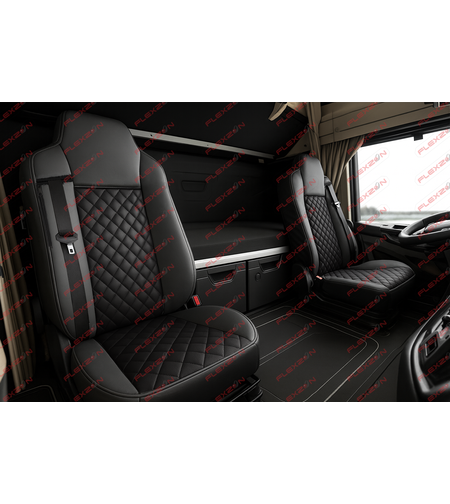 Комплект 1+1 тапицерия от еко кожа за MAN TGX 2015-2020 - черно