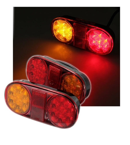 Комплект 2 броя LED Лед Диодни Стопове, 12V, 160мм x 80мм, За Камион, Ремарке, Бус, Каравана, Кемпер, Е-Mark