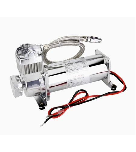 Преносим авто въздушен компресор 12V, 300 PSI, дебит 1.8 CFM, с метален маркуч - за пневматично окачване, офроуд, клаксони и въздушни системи