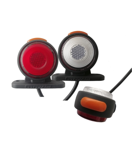 Комплект от 2 броя LED ЛЕД светодиодни габарити, токоси, рогче 24V с три светлини бяла,жълта,червена Неон Ефект за ремаркета, платформи, камиони и др.