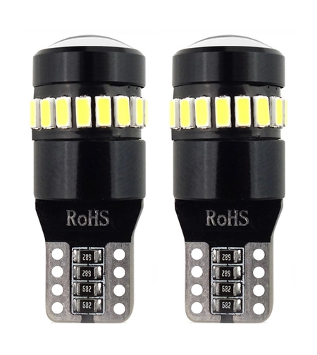 Комплект от 2бр. LED Лед Диодни крушки за габарит T10 W5W Canbus 3014+1 18SMD 12V-24V бяла светлина