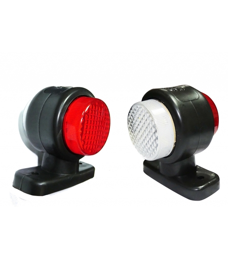 2 броя 12V LED ЛЕД Гумени Странични Рогчета Маркери - габаритни светлини за камион тир ремарке - 85мм х 80мм бяло-червено