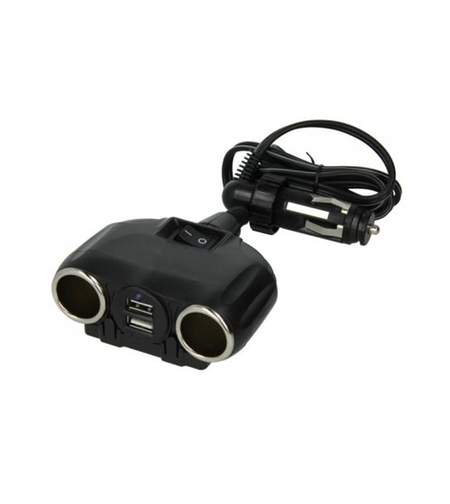 Разклонител за запалка с 2 гнезда и 2  USB порта - 1630