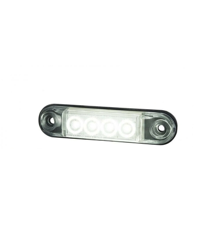LED Светодиоден Габарит, Маркер, Токос, Бял, Овален, Е-Mark, 4 LED, 12V-24V, 8 см