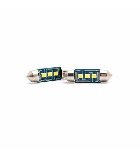 Комплект от 2 броя LED ЛЕД Диодни Крушки 3 SMD 36мм C5W 12V Бяла Светлина Canbus Error Free Без Грешки Photon