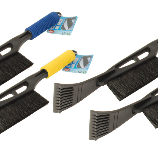 1бр Стъргалка за лед с четка за сняг жълта