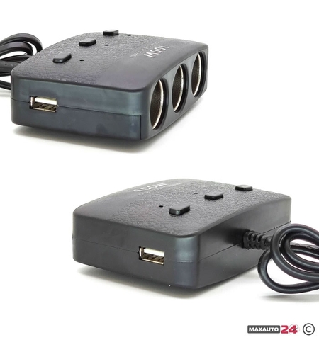 Разклонител за запалка 3-ка + 2 USB 1636