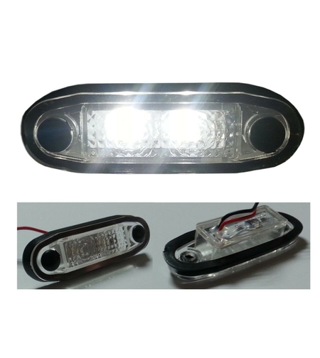 LED Светодиоден Габарит, Маркер, Токос, С Гума, Бял Цвят, Овален, Е-Mark, 12V, 7,5 см