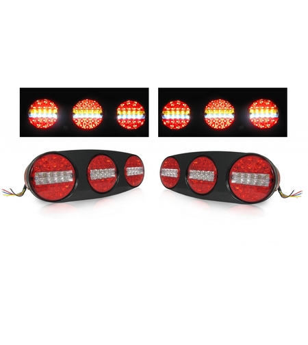 Комплект 12V - 24V Led Лед Тройни Диодни Стопове - Комбинирани Стоп, Габарит, Мигач, Задна Светлина