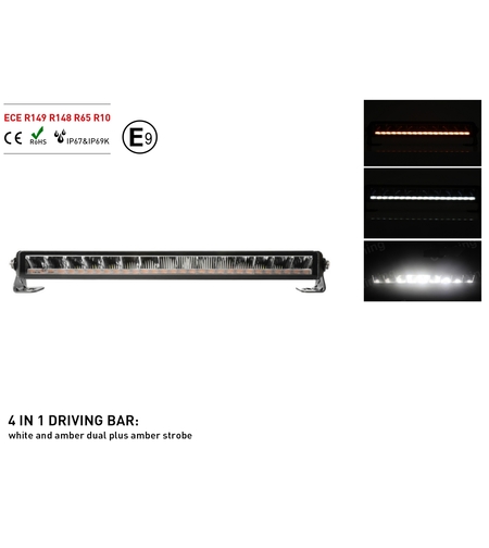 55 см Висококачествен 4 в 1 Led Bar Лед Бар Диоден Прожектор DRL с бяла габаритна светлина и оранжева аварийна блиц 80W 3800LM