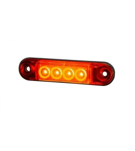 LED Светодиоден Габарит, Маркер, Токос, Червен, Овален, Е-Mark, 4 LED, 12V-24V, 8 см