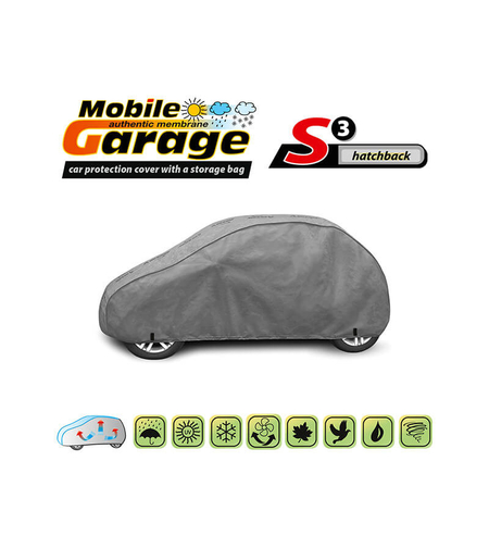 Висококачествено Покривало Kegel серия Mobile Garage размер S3 за хечбек 335-355см x 126-136см, сиво
