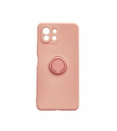 Кейс Vennus Silicone Ring за Xiaomi Mi 11 Lite 4G/5G, Метален ринг, Защита около камерата, Светло розов