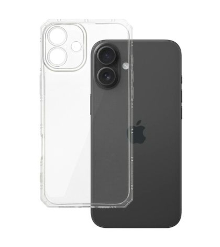 Силиконов кейс Armor Anti Shock за IPhone 16 Plus, Защита около камерите, Прозрачен