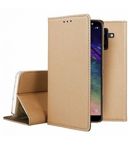 Кожен калъф Flip Book Smart за Samsung A600 Galaxy A6 2018, Златен
