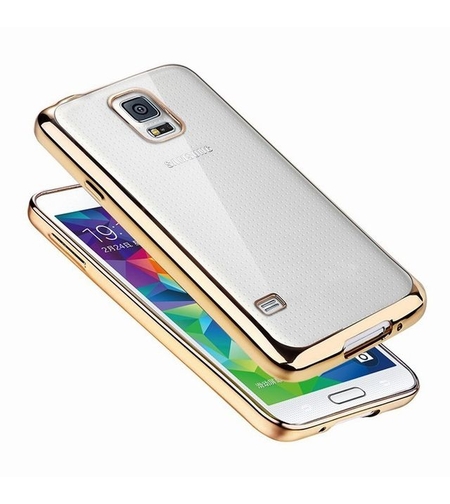 Луксозен силиконов калъф Glossy със златна рамка за Samsung G900 Galaxy S5