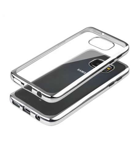 Луксозен прозрачен силиконов гръб Glossy със сребърна рамка за Samsung G930 Galaxy S7