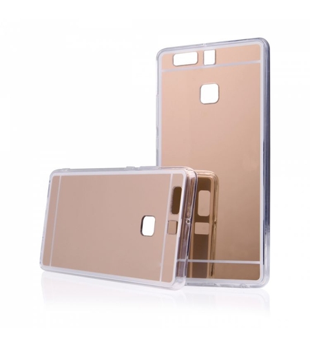 Луксозен силиконов калъф Mirror с огледален ефект в розово златен за Huawei P9