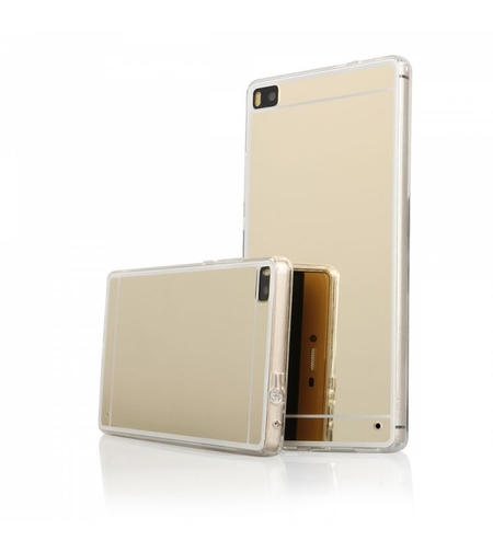 Луксозен силиконов калъф Mirror с огледален ефект в златно за Huawei P8