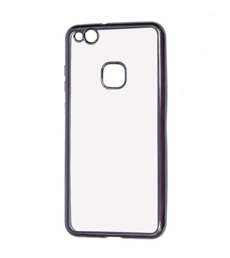 Луксозен прозрачен силиконов гръб Glossy със сива рамка за Huawei P10 Lite
