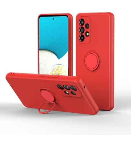 Кейс Vennus Silicone Ring, за Samsung Galaxy A52/A52S 4G/5G, Метален ринг, Защита около камерата, Червен
