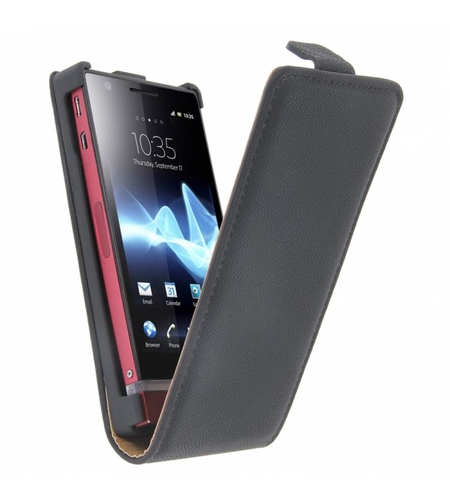 Кожен Flip калъф за Sony Xperia P С БЕЗПЛАТЕН ПРОТЕКТОР ЗА ДИСПЛЕЙ