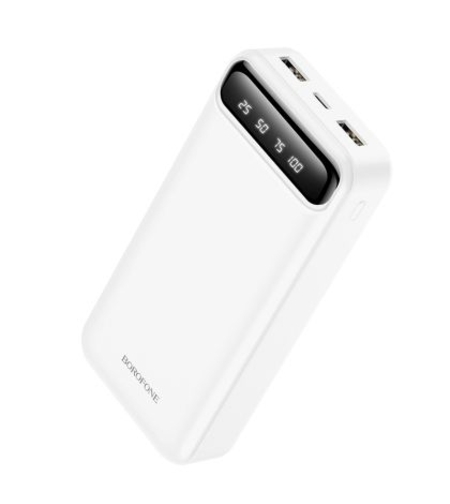 Преносима батерия Borofone, 20 000mAh BJ14A Freeway, 2xUSB, Type C, Micro USB, Бяла