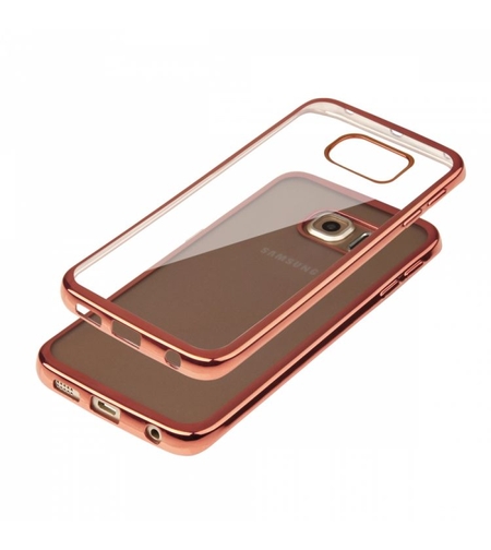 Луксозен силиконов калъф Glossy със златно розова рамка за Samsung G925 Galaxy S6 Edge