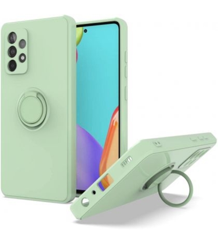 Кейс Vennus Silicone Ring за Samsung Galaxy A52/A52S 4G/5G, Метален ринг, Защита около камерата, Бледо зелен