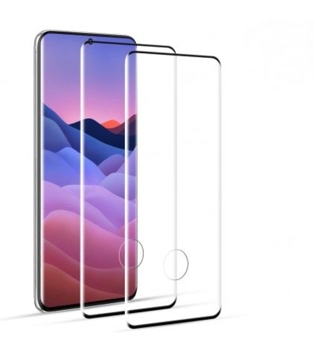 5D Стъклен протектор с изрез за пръстов отпечатък Hard Glass Full Glue Cover за Samsung Galaxy S20 Ultra, Черен