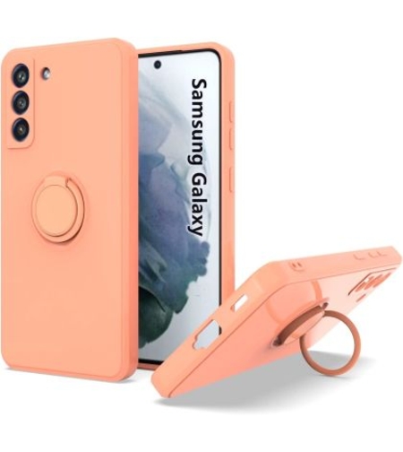 Кейс Vennus Silicone Ring, за Samsung Galaxy S22, Метален ринг, Защита около камерата, Светло розов