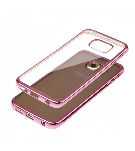 Луксозен силиконов калъф Glossy с розова рамка за Samsung G925 Galaxy S6 Edge