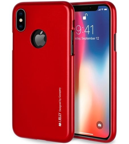 Луксозен силиконов гръб i-Jelly Metal Mercury Goospery за IPhone XR, Червен