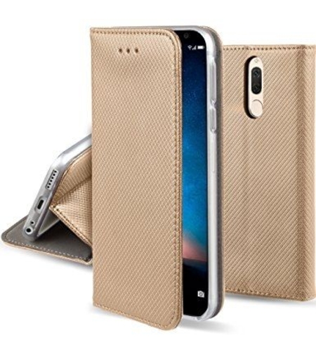 Кожен калъф Flip Book Smart за Huawei Mate 10 Lite, Златен