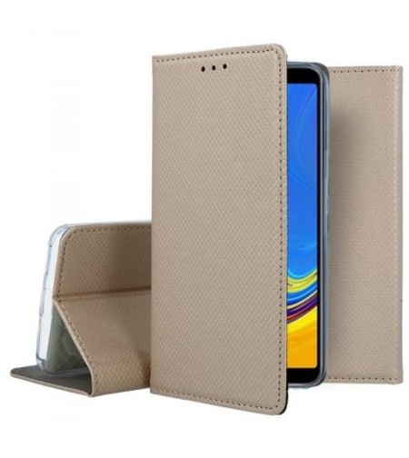 Кожен калъф Flip Book Smart за Samsung A750 Galaxy A7 2018, Златен