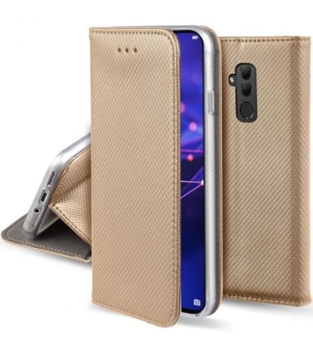 Кожен калъф Flip Book Smart за Huawei Mate 20 Lite, Златен