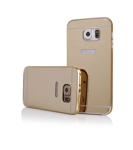 Луксозен калъф Luxury Bumper с огледален ефект в златно и метална рамка-бъмпер за Samsung G920 S6