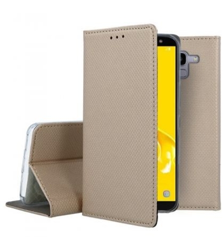 Кожен калъф Flip Book Smart за Samsung J600 Galaxy J6 2018, Златен