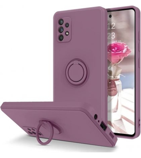 Кейс Vennus Silicone Ring за Samsung Galaxy A52/A52S 4G/5G, Метален ринг, Защита около камерата, Лилав
