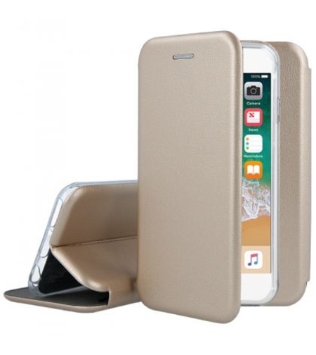 Луксозен кожен калъф Vennus Soft Book Prestige за IPhone 7/8/SE 2020, Златен