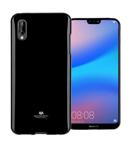 Луксозен силиконов гръб Jelly Mercury Goospery за Huawei P20, Черен