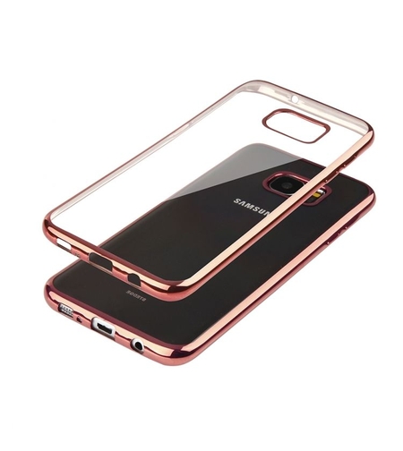 Луксозен силиконов калъф Glossy със златно розова рамка за Samsung G920 Galaxy S6
